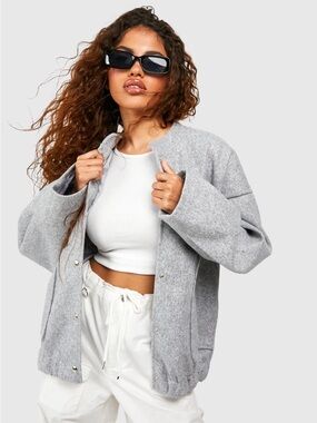 PENDING PICK UP ON FBM Boohoo Wool Look Oversized Bomber Jacket